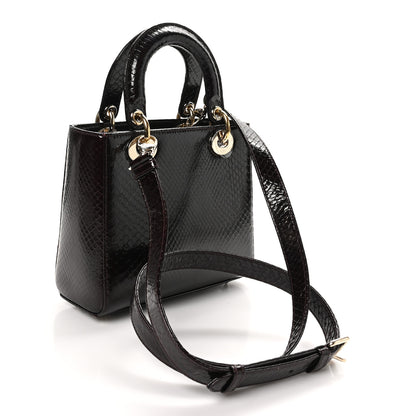 Christian Dior Snakeskin Small Lady Dior Burgundy 3 of 9