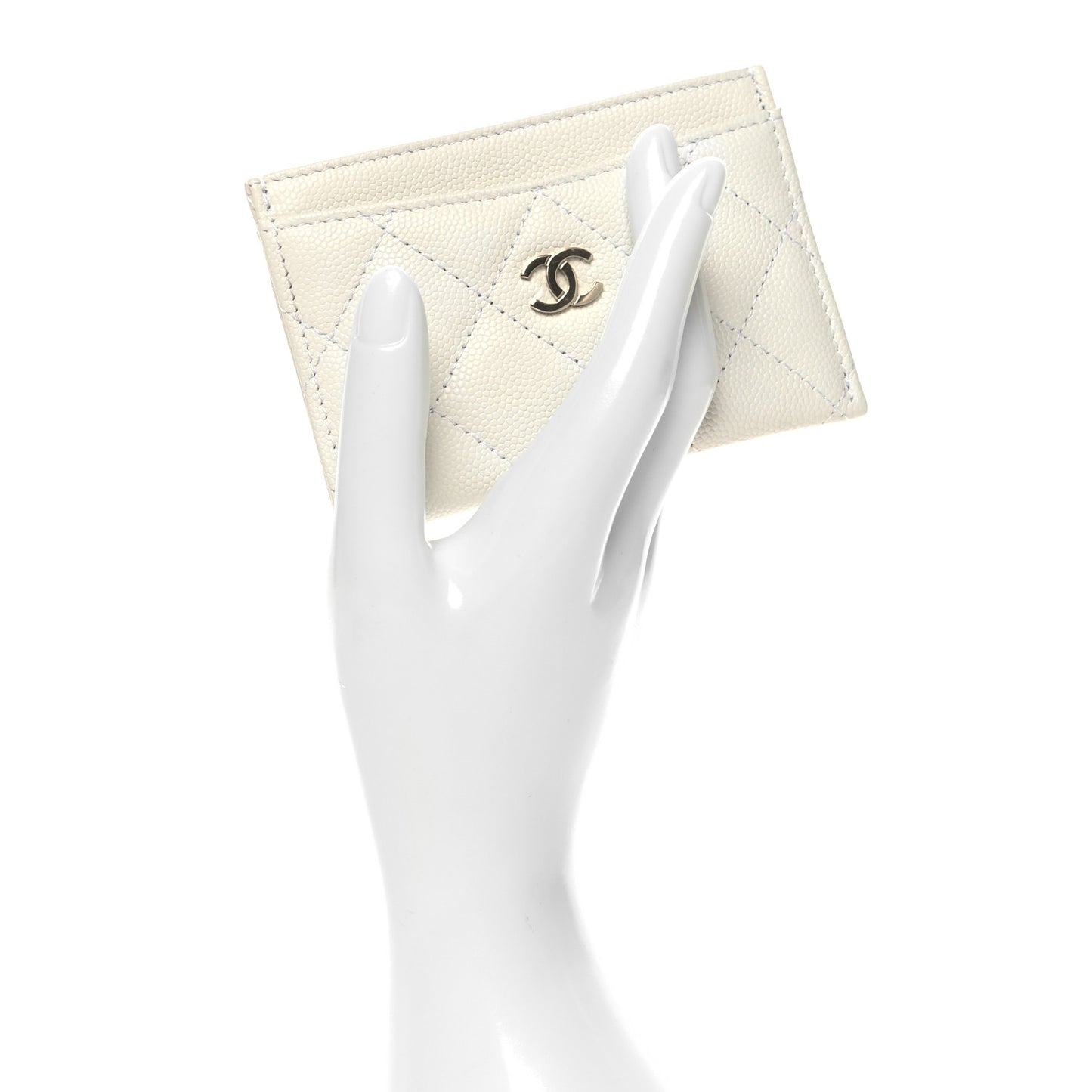 Caviar Quilted Card Holder White