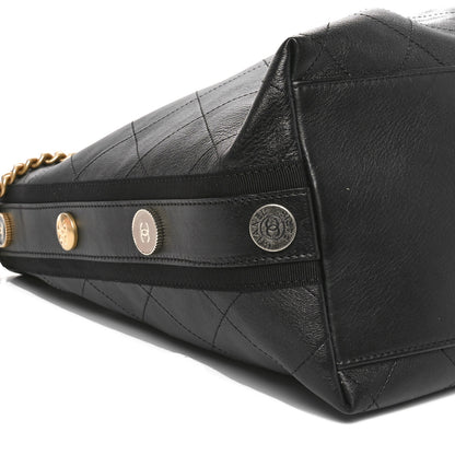 Chanel Calfskin Stitched Large Button Up Hobo Black 9 of 10
