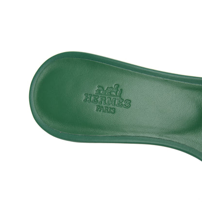 Hermes Calfskin Oasis Sandals 37 Vert Emeraude 11 of 18