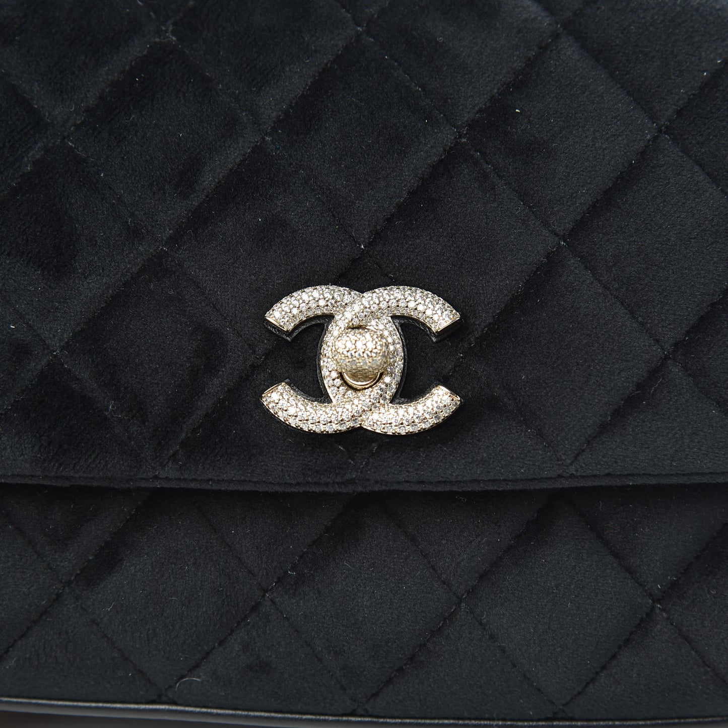 Velvet Crystal Quilted Extra Mini Coco Handle Flap Black