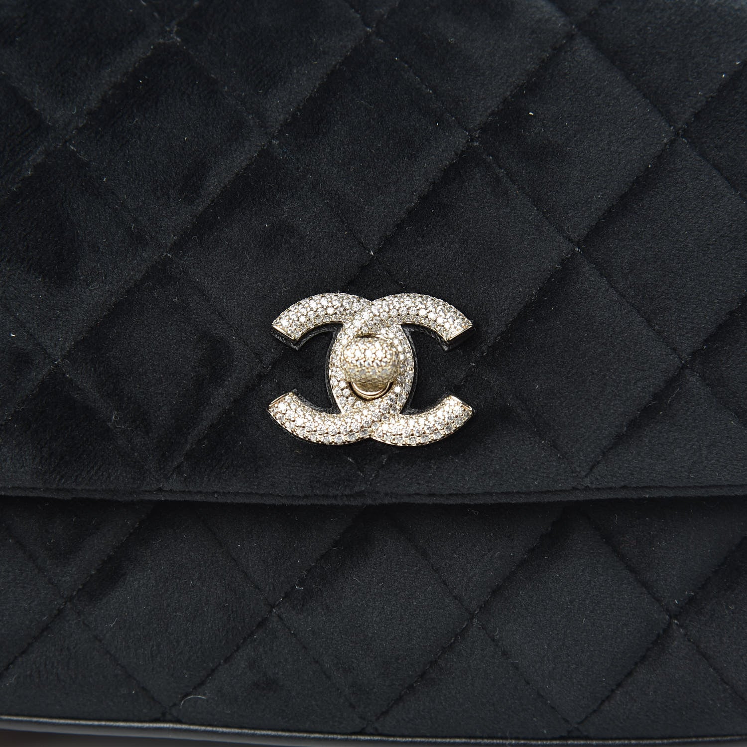 Chanel Velvet Crystal Quilted Extra Mini Coco Handle Flap Black 10 of 10
