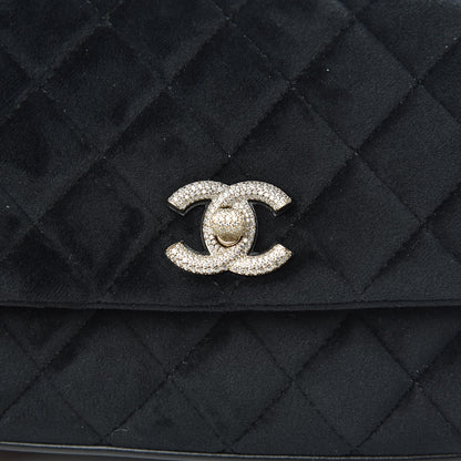 Chanel Velvet Crystal Quilted Extra Mini Coco Handle Flap Black 10 of 10