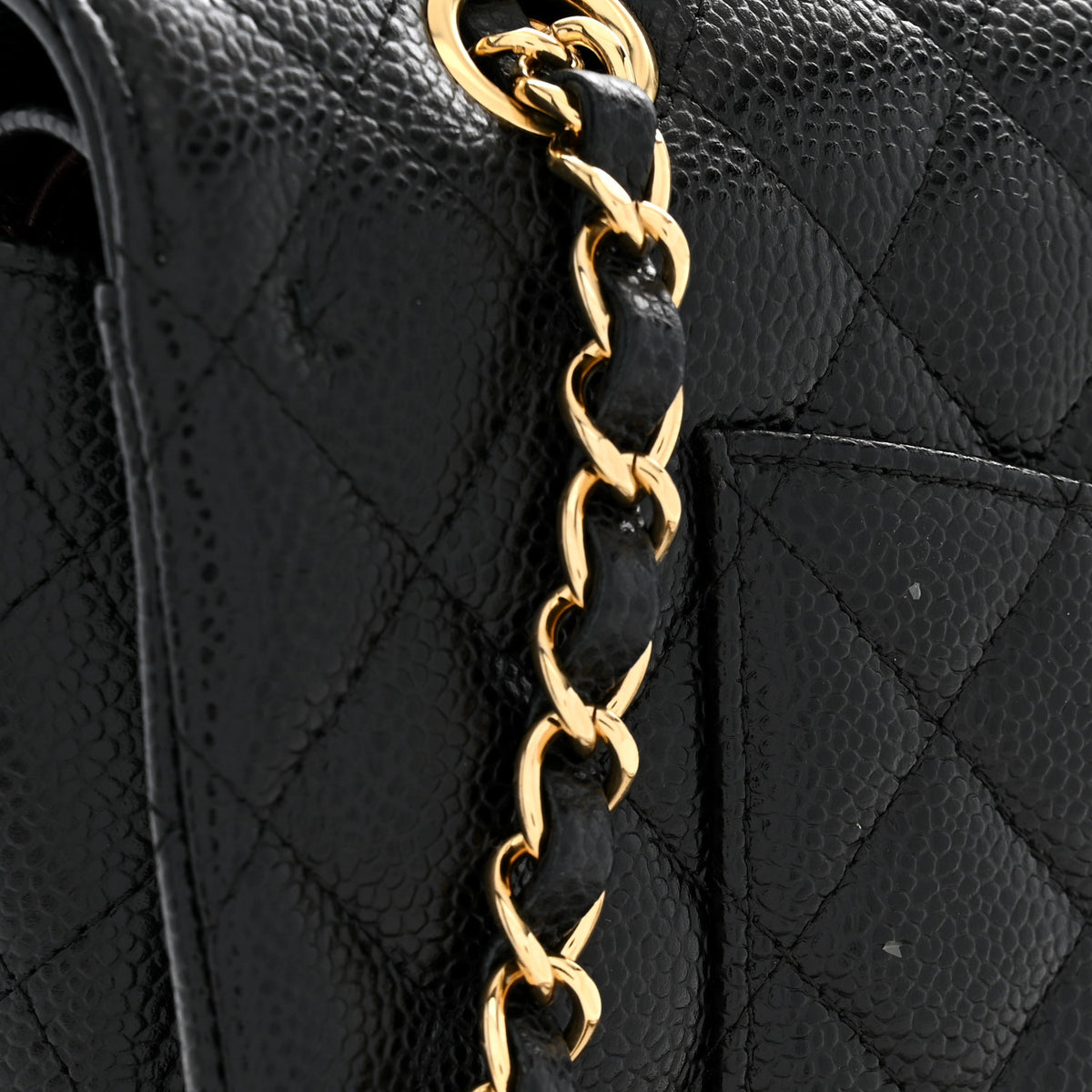 Caviar Quilted Medium Double Flap Black
