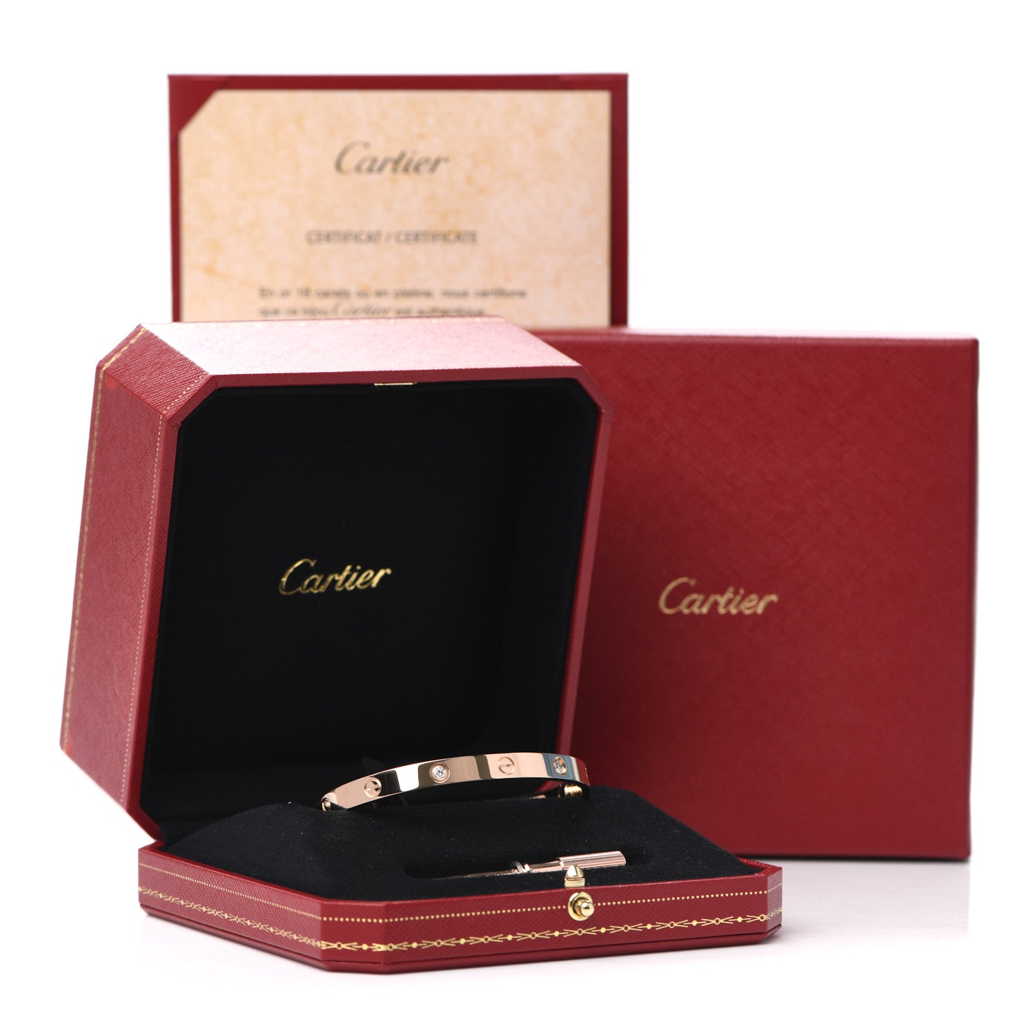 Cartier 18K Pink Gold 4 Diamond LOVE Bracelet 19 8 of 8