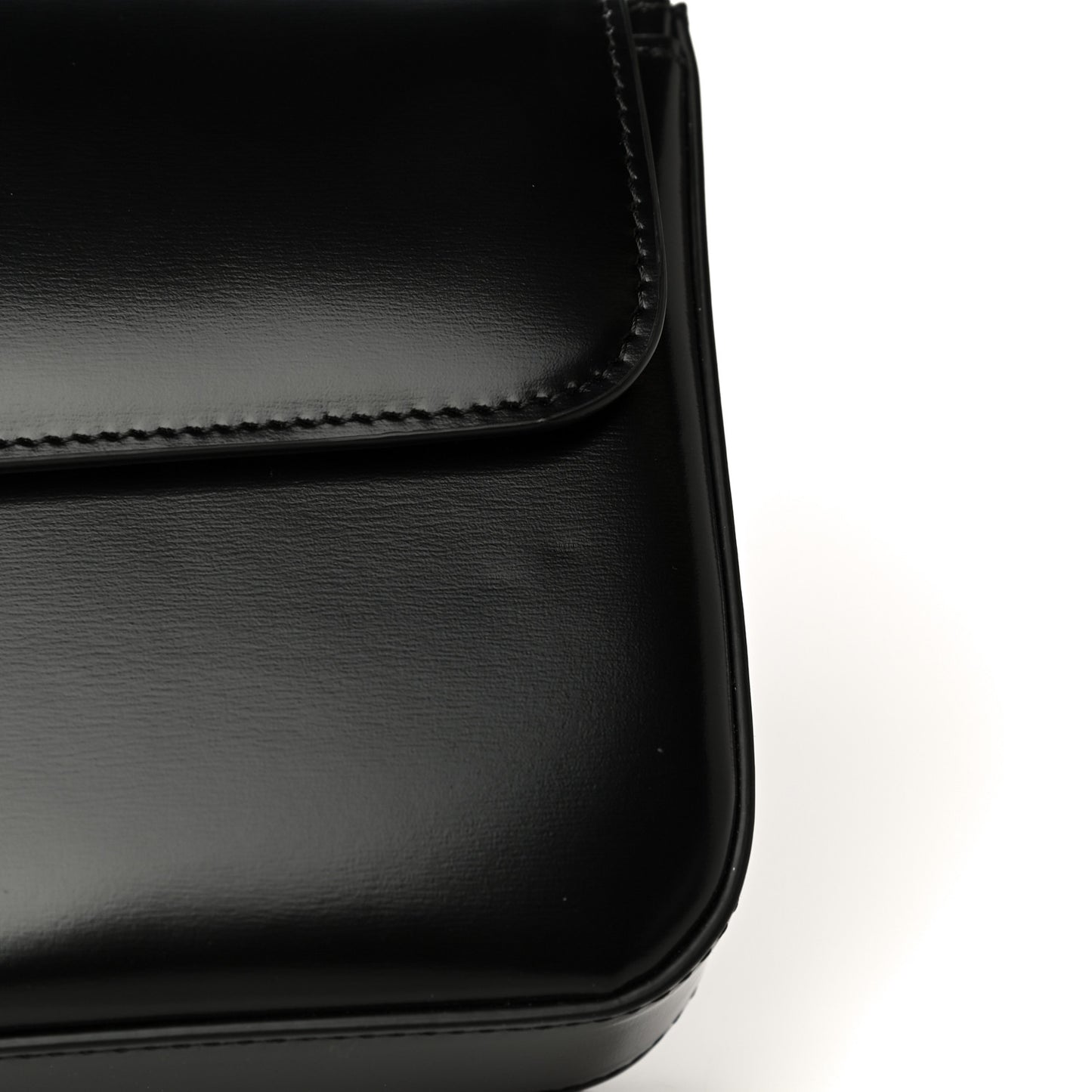 Shiny Calfskin Triomphe Chain Bag Black