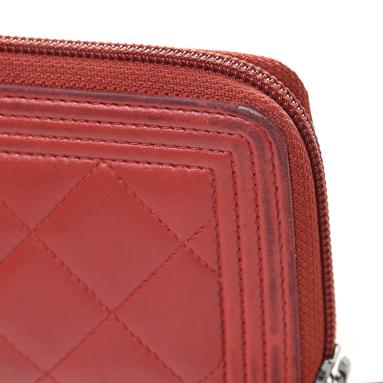 Chanel Lambskin Quilted Small Boy Zip Around Wallet Red 12 of 16