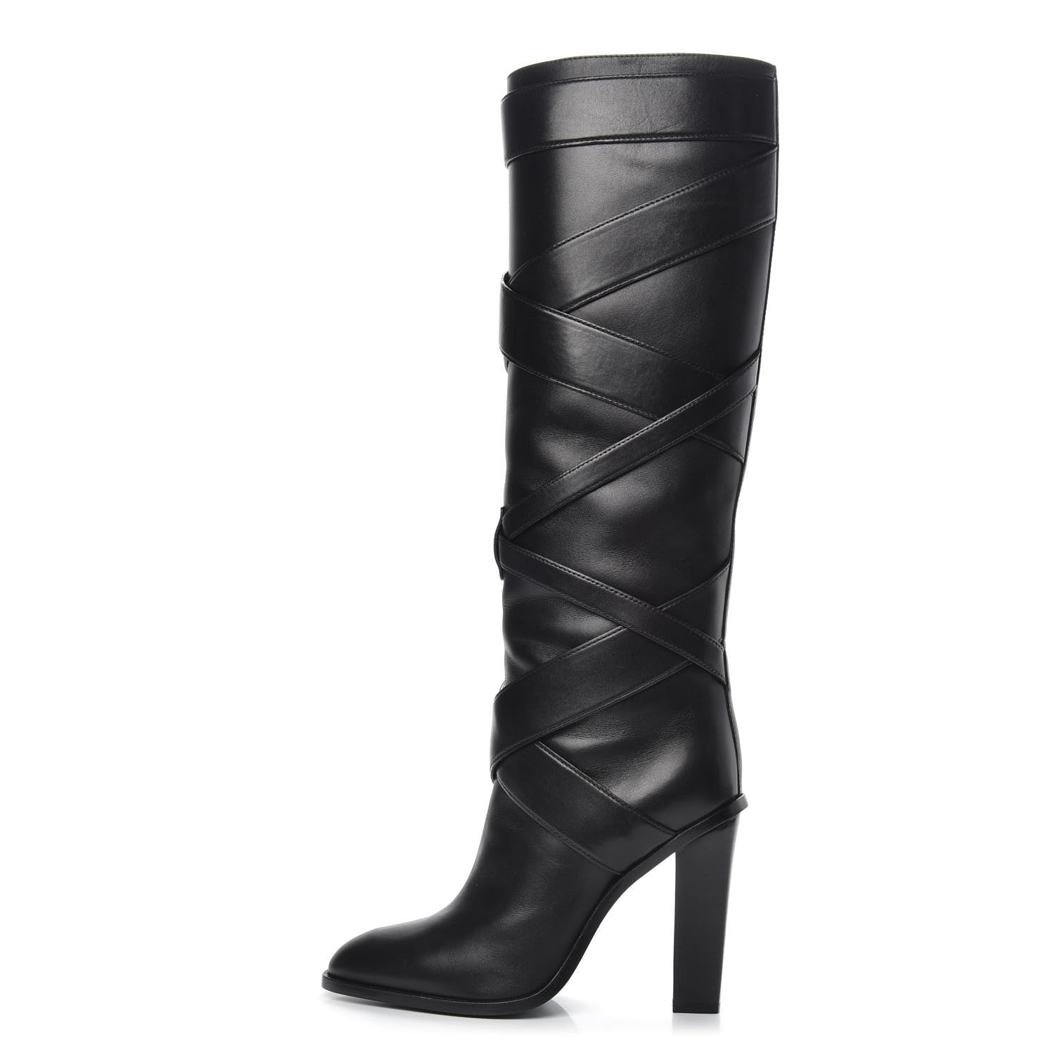 Saint Laurent Seta Calfskin Knee High Boot 36.5 Black 1 of 8