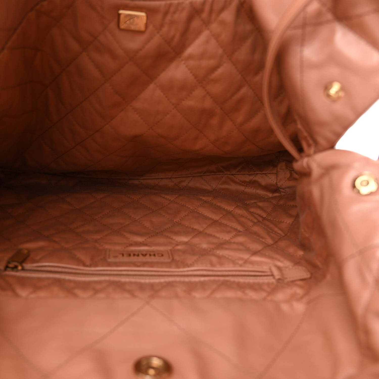 Chanel Shiny Calfskin Quilted Chanel 22 Camel 6 of 11