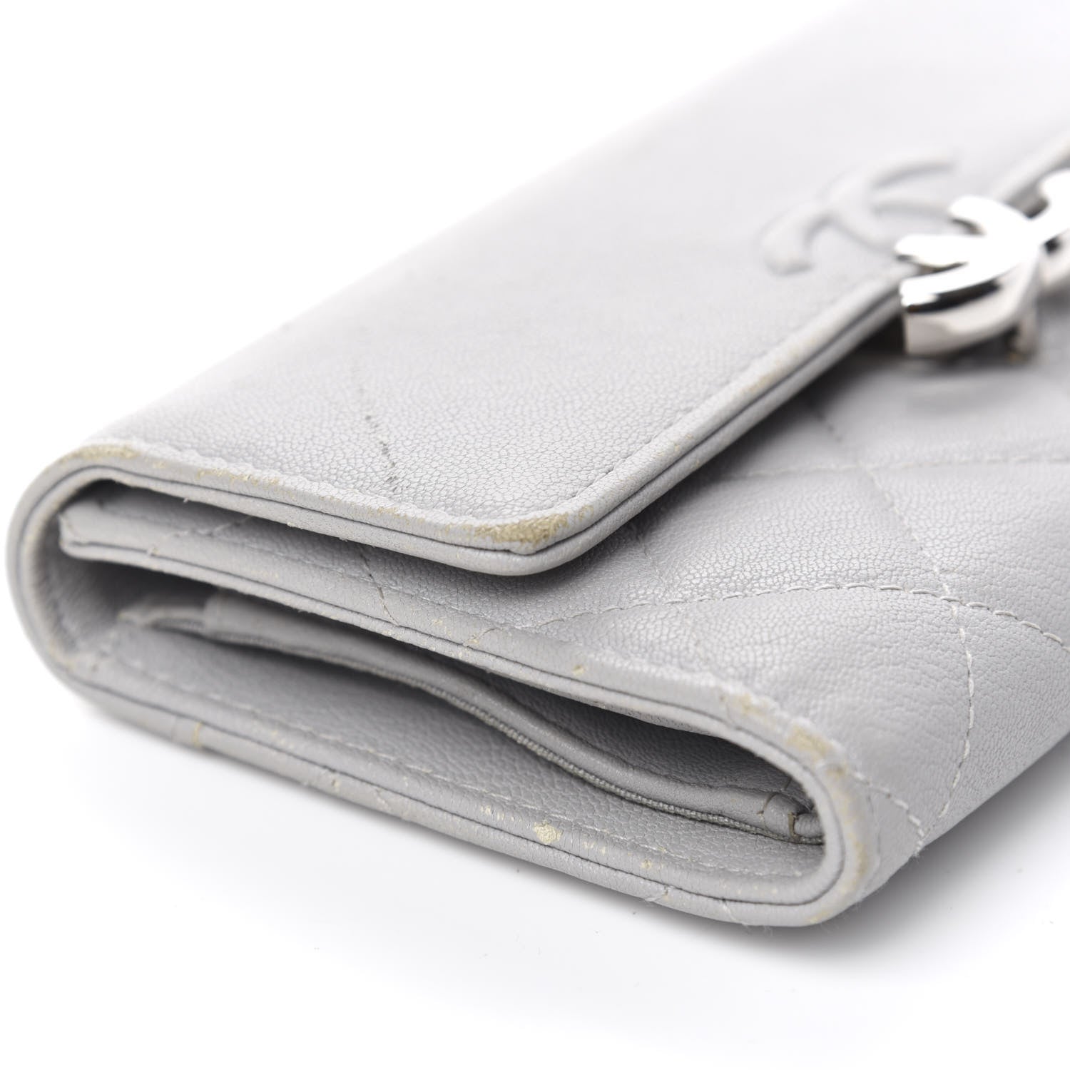 Chanel Lambskin Quilted CC Box Flap Wallet Grey 10 of 11