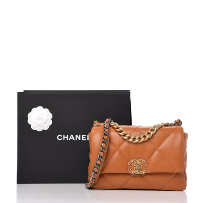 Chanel Lambskin Quilted Medium Chanel 19 Flap Light Brown 11 of 11