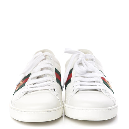 Gucci Calfskin Ayers Bee Embroidered Womens Ace Sneakers 37 White Green 2 of 13