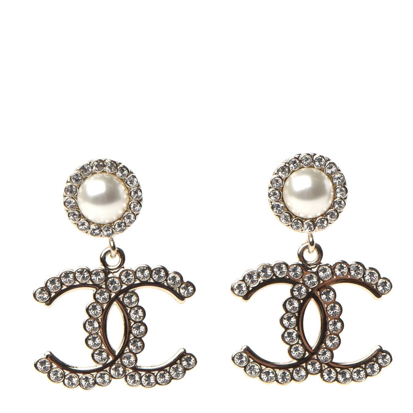 Crystal Pearl Bow-tiful CC Drop Earrings Gold