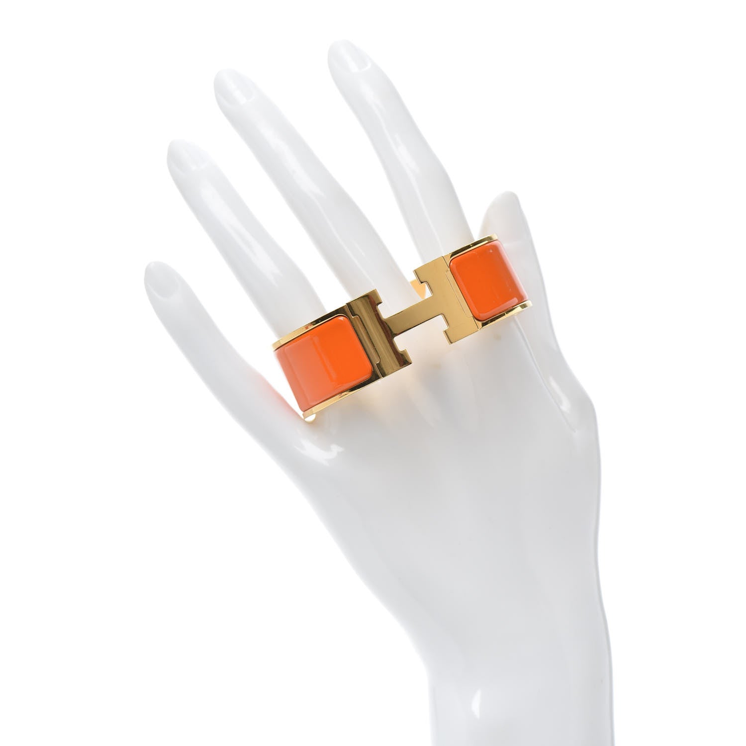 Hermes Enamel Wide Clic Clac H Bracelet PM Orange 2 of 4