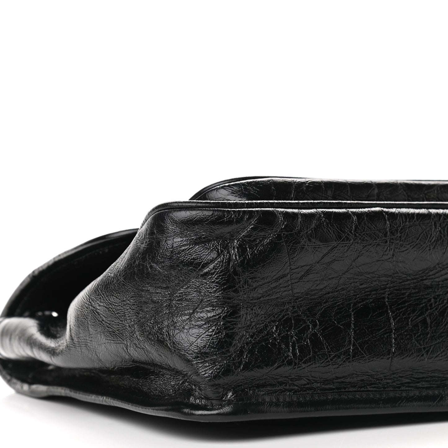 Crinkled Calfskin Matelasse Monogram Medium Niki Chain Satchel Black