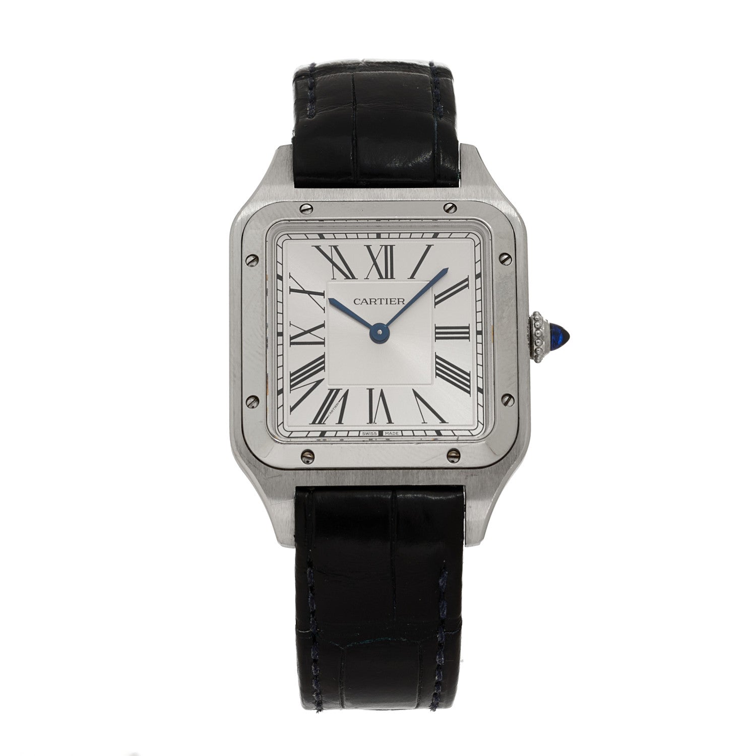 Cartier Stainless Steel Alligator 31.4mm Santos Dumont Quartz Watch 1 of 5
