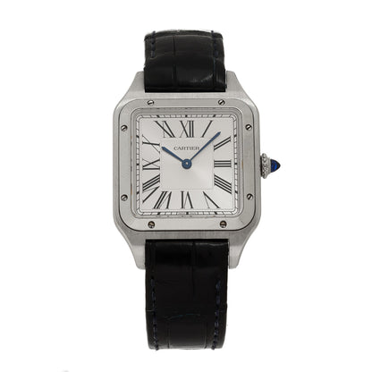 Cartier Stainless Steel Alligator 31.4mm Santos Dumont Quartz Watch 1 of 5