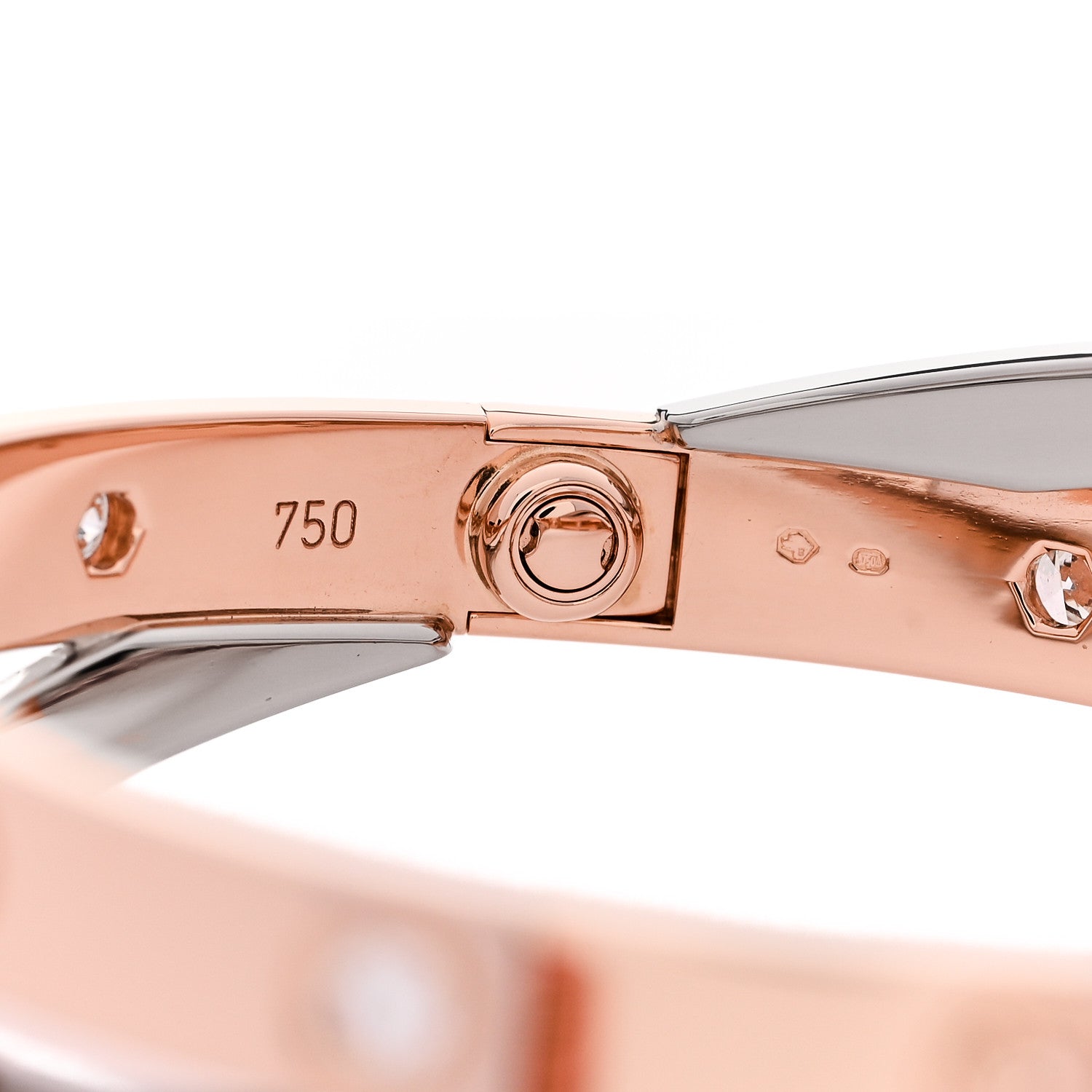 Cartier 18K Pink White Gold 12 Diamond Double LOVE Bracelet 16