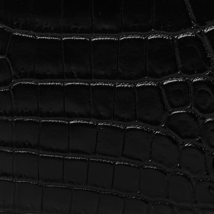 Saint Laurent Calfskin Crocodile Embossed Monogram Bifold Wallet Black 7 of 7