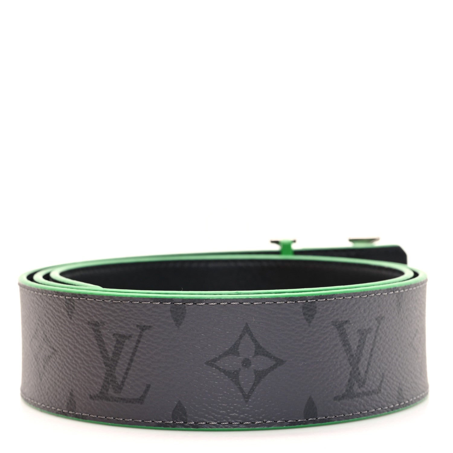 Louis Vuitton Monogram Eclipse Taigarama 40mm LV Initiales Reversible Belt 95 38 Green 2 of 6