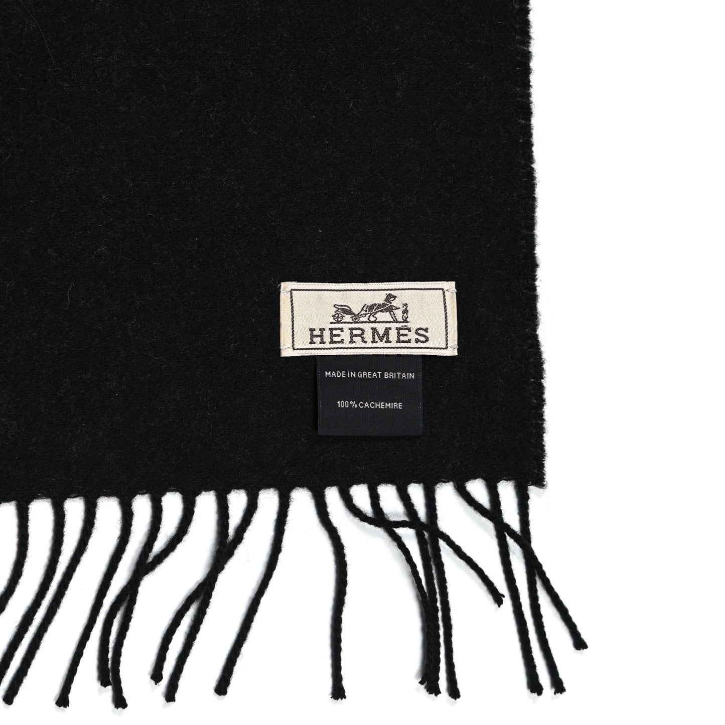 Cashmere Fringe Stole Black Gris Flanelle