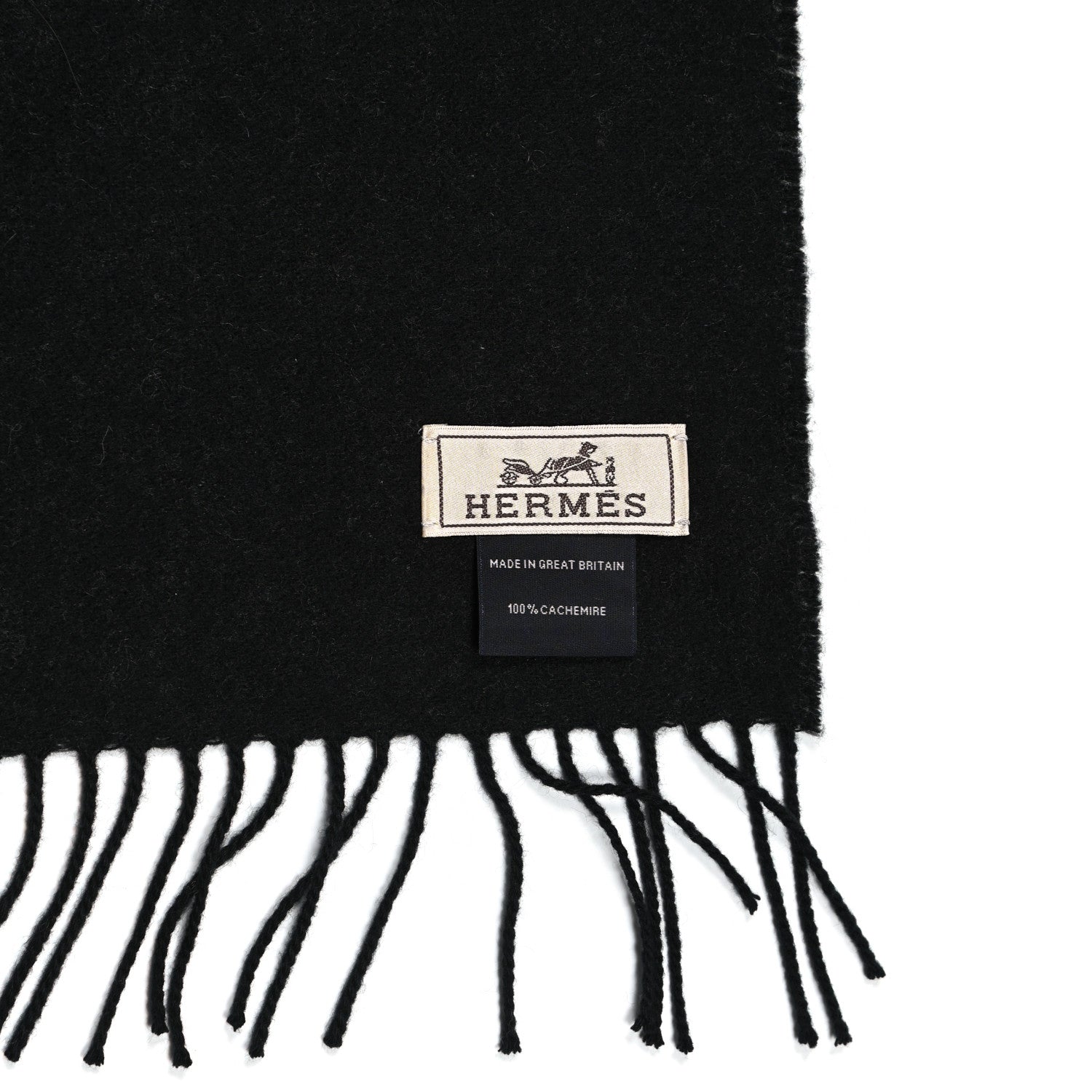 Hermes Cashmere Fringe Stole Black Gris Flanelle 4 of 4