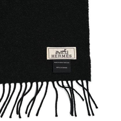 Hermes Cashmere Fringe Stole Black Gris Flanelle 4 of 4