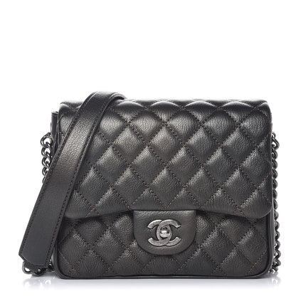 Chanel Metallic Goatskin Quilted Small Rock In Rome Flap Charcoal 1 of 7