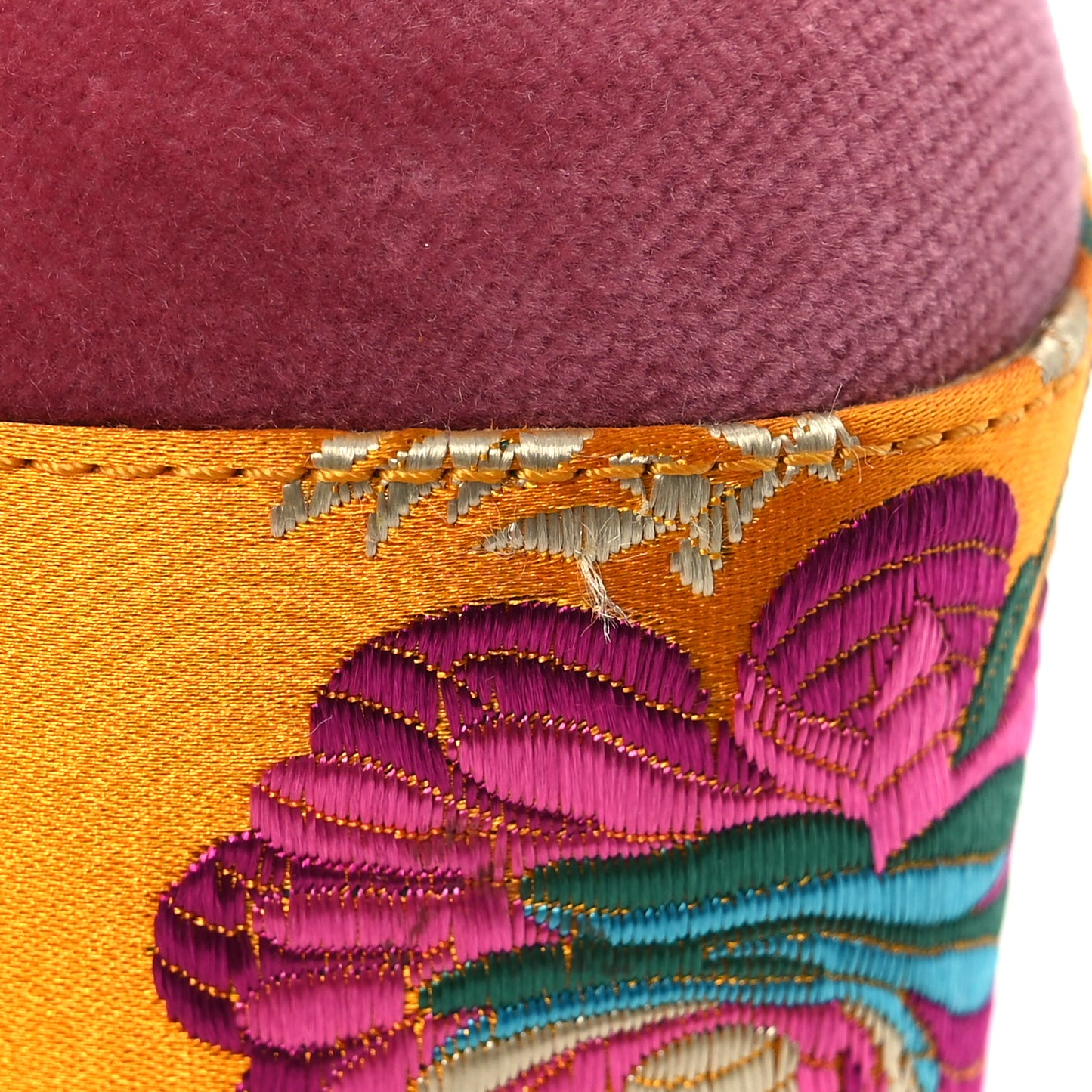 Velvet Silk Embellished Platform Detachable Slide 38 Tibet Red