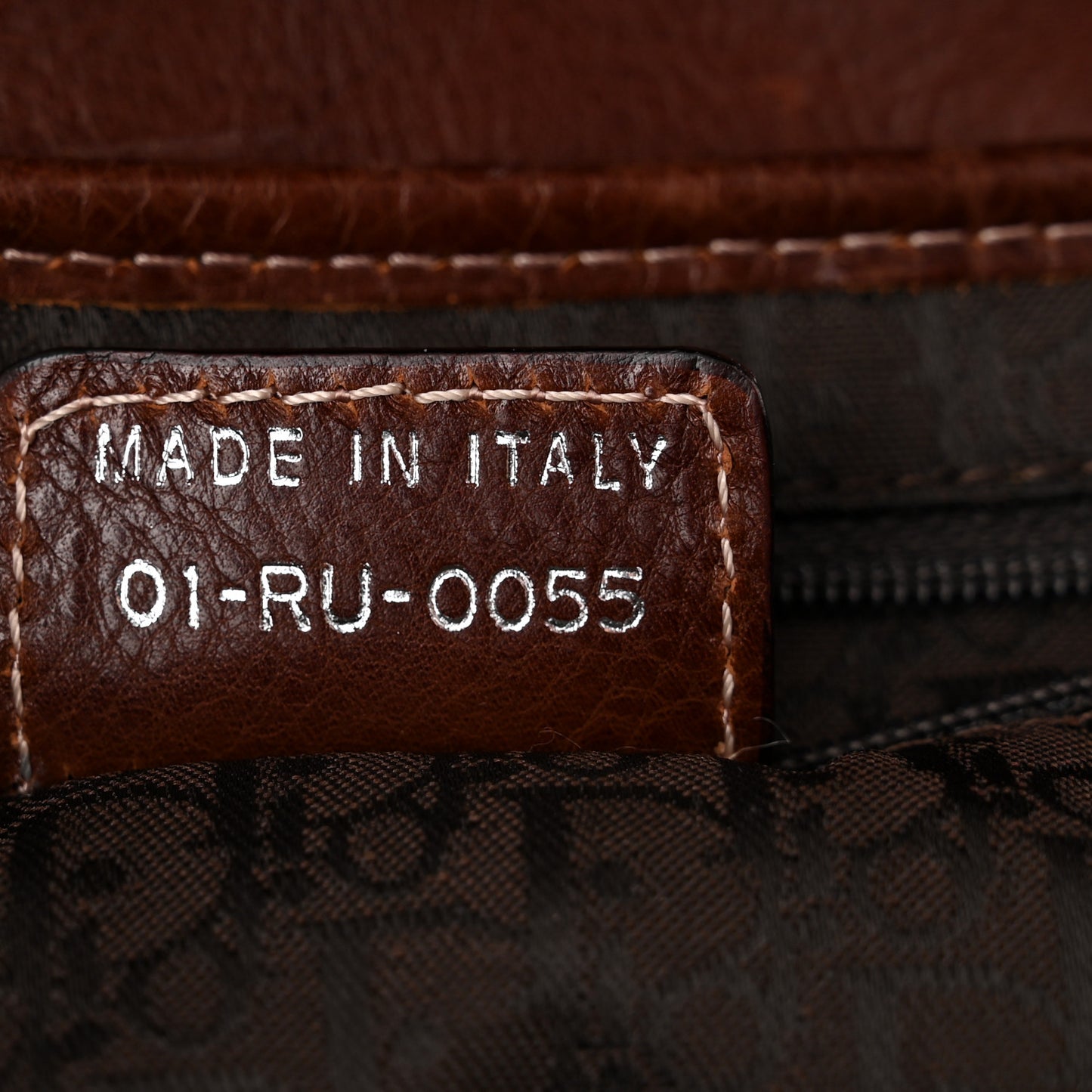 Calfskin Embroidered Romantic Flowers Saddle Bag Brown