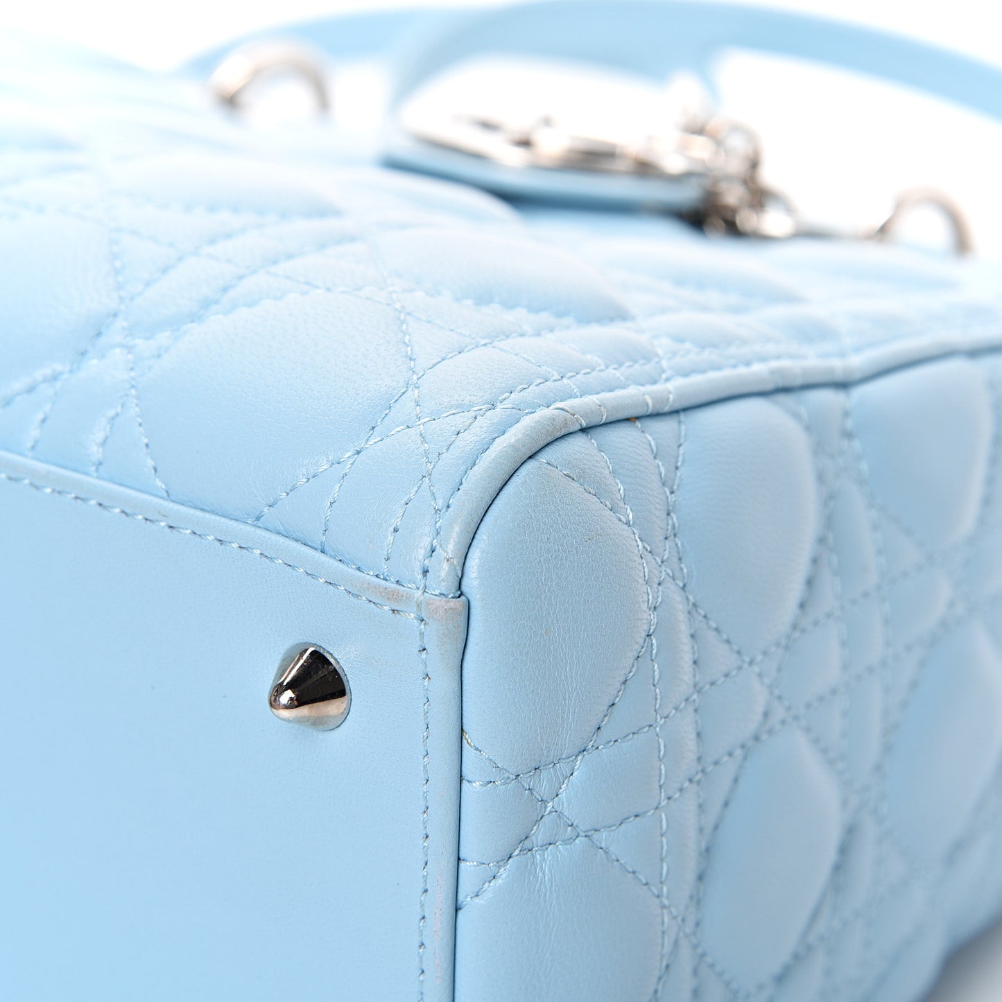 Lambskin Cannage Medium Lady Dior Light Blue