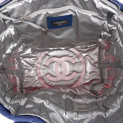 Chanel Nylon Embossed Large Doudoune Bowling Bag Pink Blue White 5 of 10