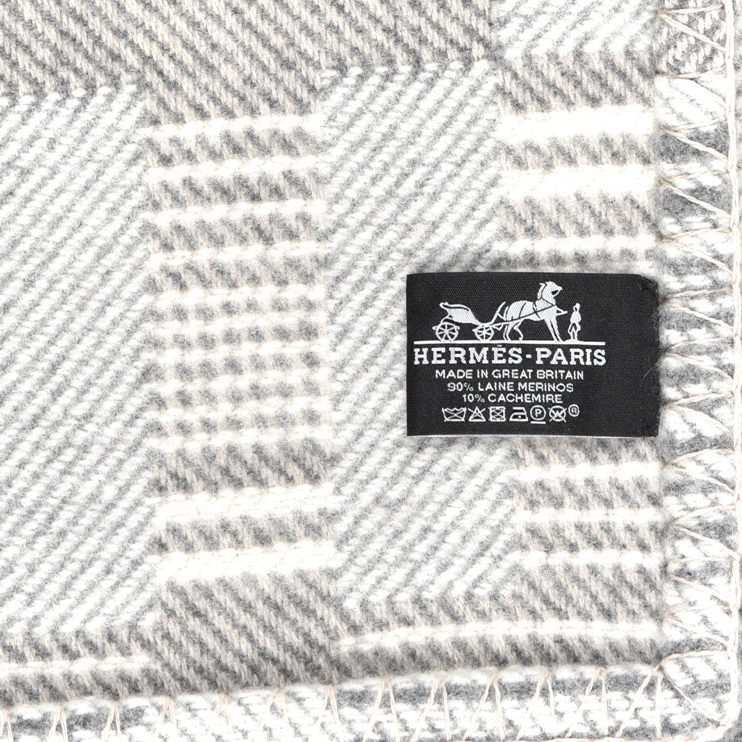 Hermes Wool Cashmere Avalon Paper Block Blanket Gris Acier 3 of 3