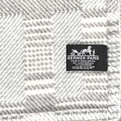 Hermes Wool Cashmere Avalon Paper Block Blanket Gris Acier 3 of 3