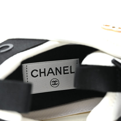 Chanel Velvet Calfskin Mixed Fibers CC Sneakers 40.5 Ivory Black 8 of 10
