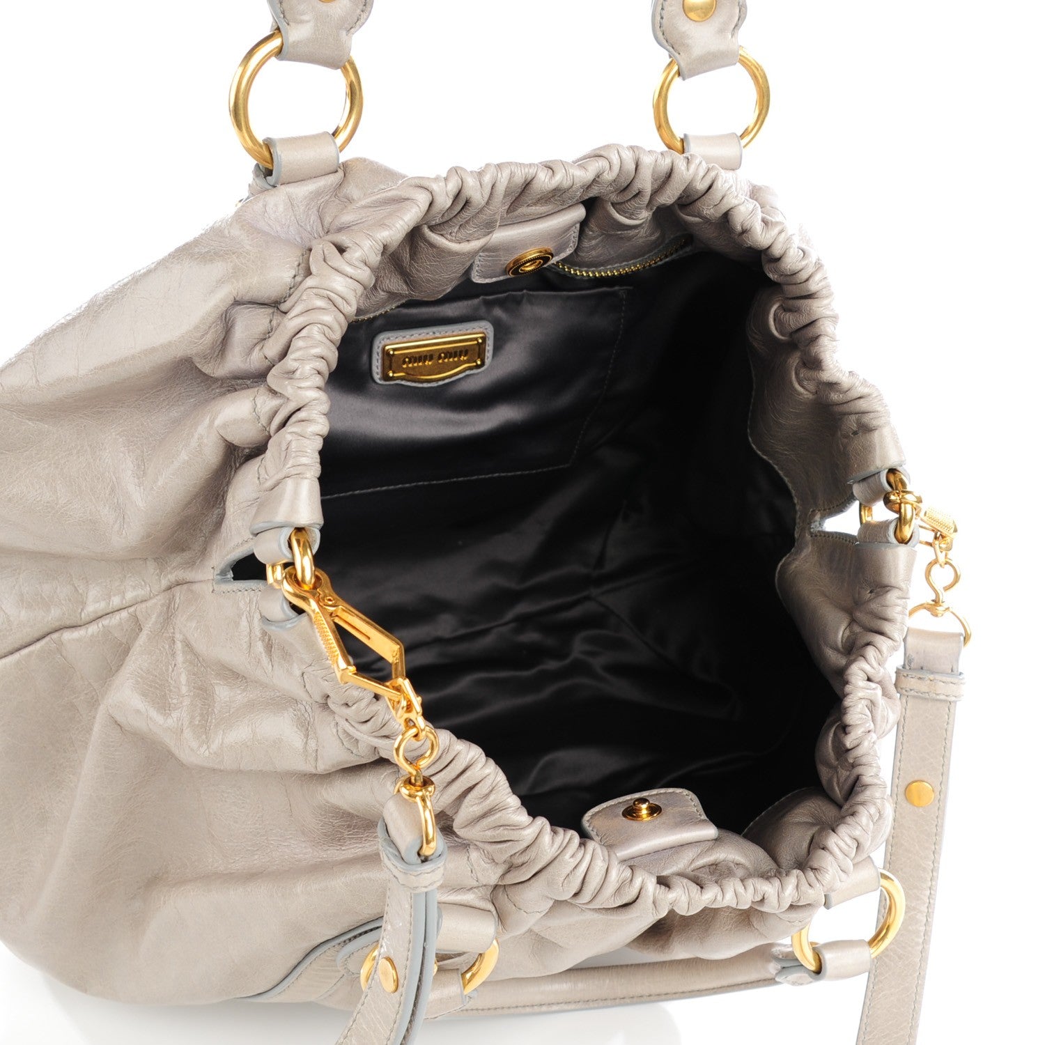 Miu Miu Vitello Lux Gathered Shopper Tote Pervinca 5 of 8