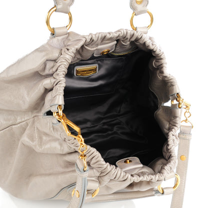Miu Miu Vitello Lux Gathered Shopper Tote Pervinca 5 of 8