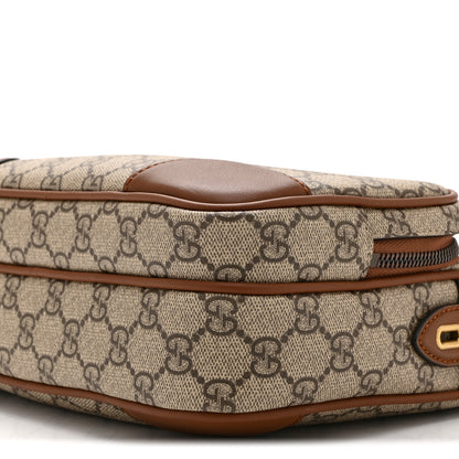 Gucci GG Supreme Monogram Textured Calfskin Emblem Medium Crossbody Beige Dark Brown 12 of 12
