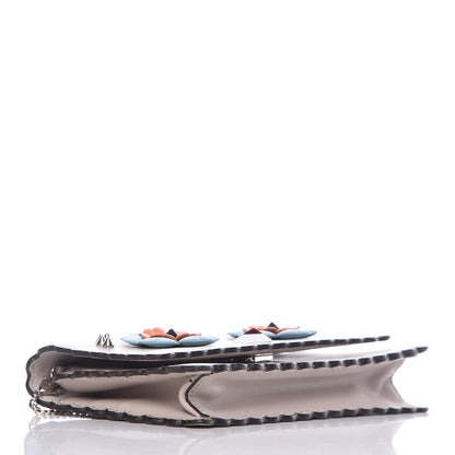 Fendi Vitello Century Lucido Nappa Hypnoteyes Scalloped Studded Tube Wallet on Chain Grigio Polvere Turchese Pallido Multicolor 4 of 11