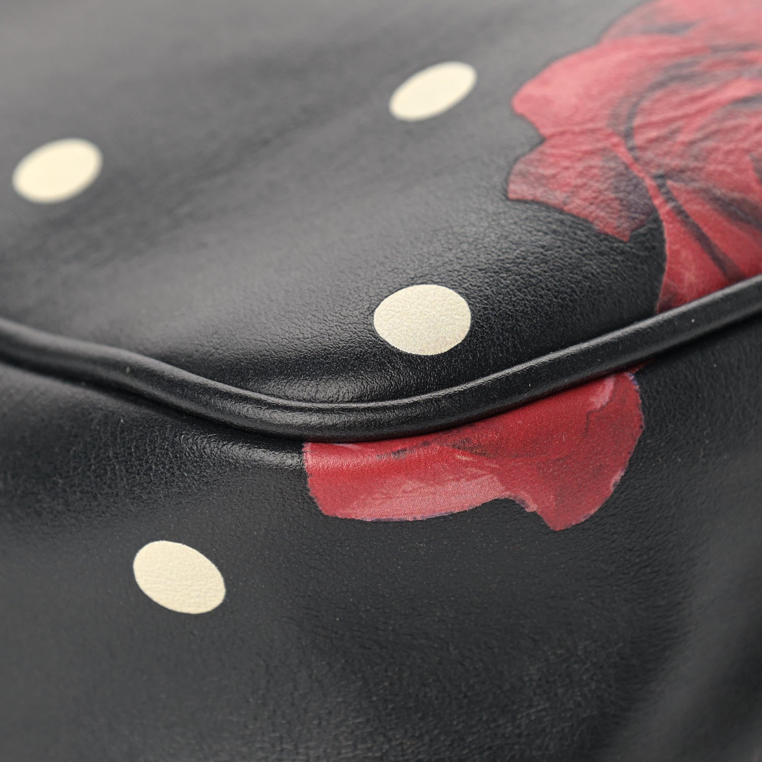 Saint Laurent Calfskin Rose Print Monogram Lou Camera Bag Black 8 of 14