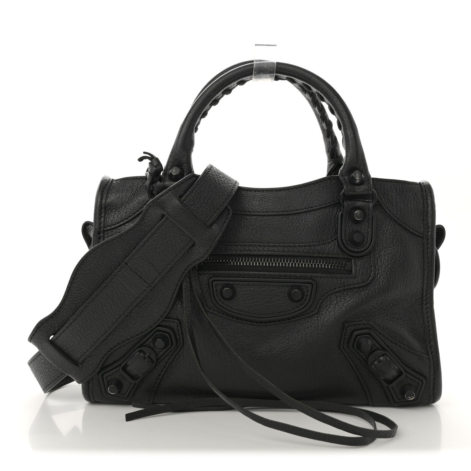 Balenciaga Shiny Goatskin Matte Black Metallic Edge Hardware Mini City Black 1 of 12