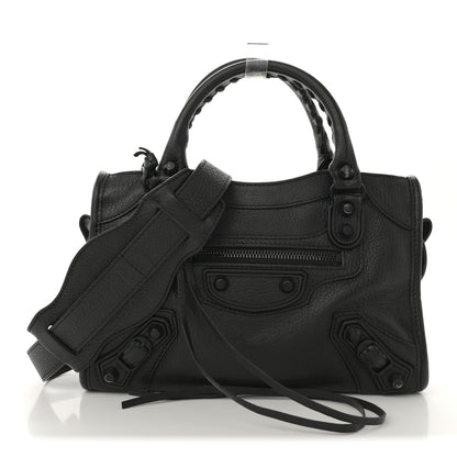 Balenciaga Shiny Goatskin Matte Black Metallic Edge Hardware Mini City Black 1 of 12