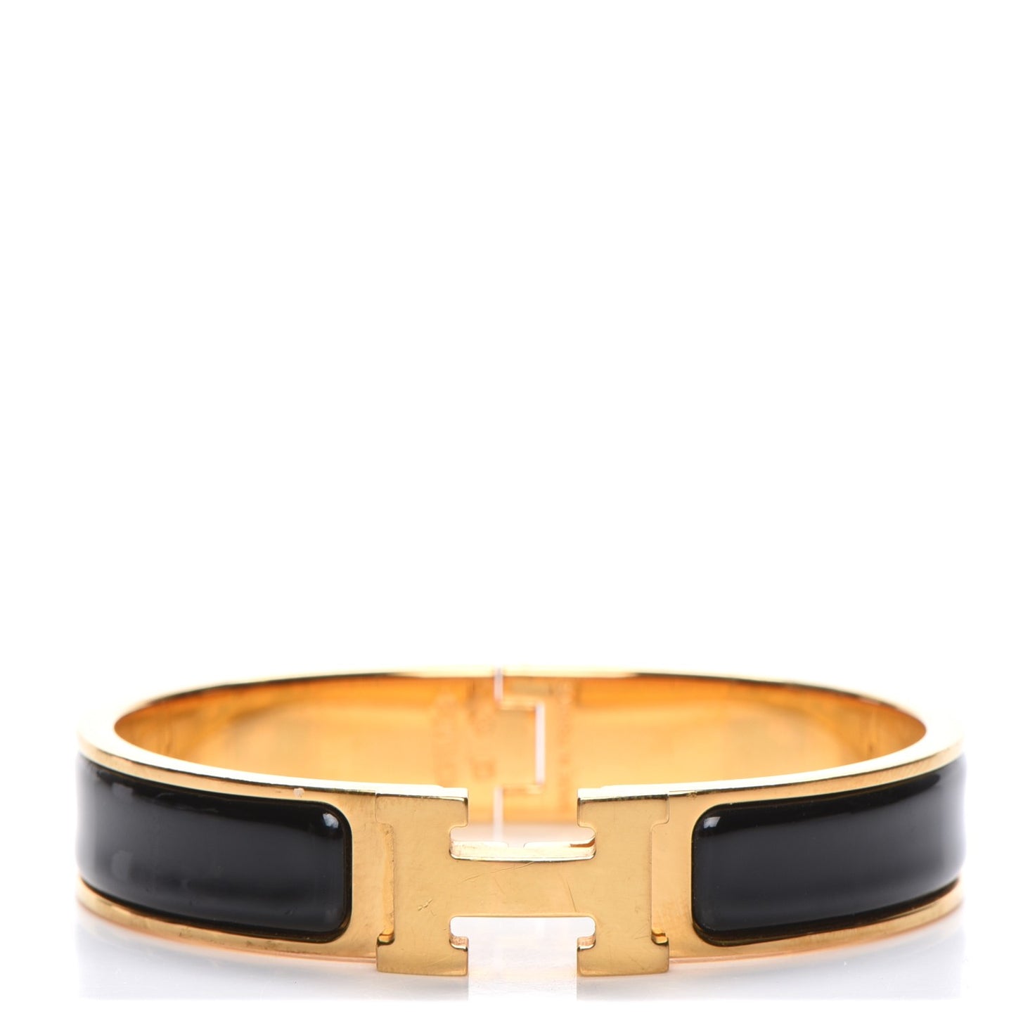 Enamel Narrow Clic Clac H Bracelet PM Black