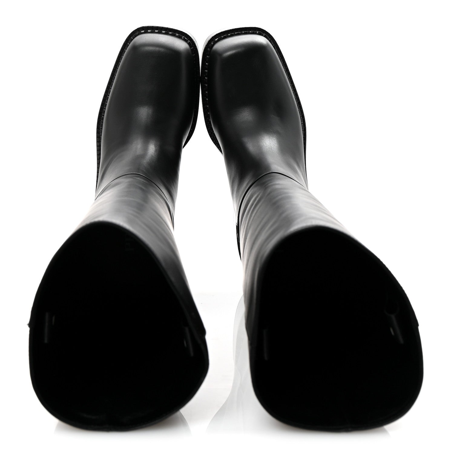 Prada Vitello Lux From The Runway Tall Boots 38 Black 2 of 9