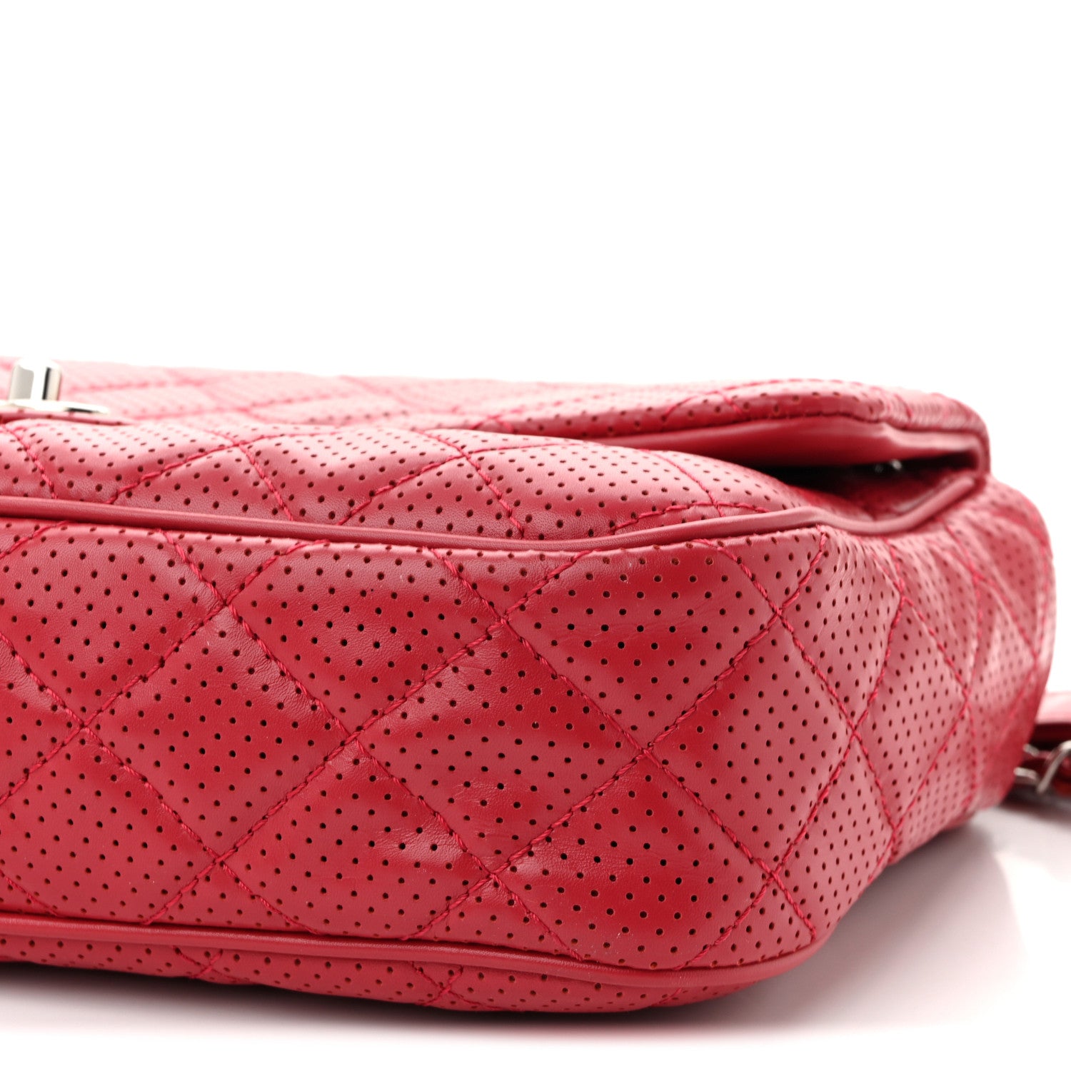 Chanel Lambskin Perforated Jumbo Punch Flap Dark Pink 9 of 9