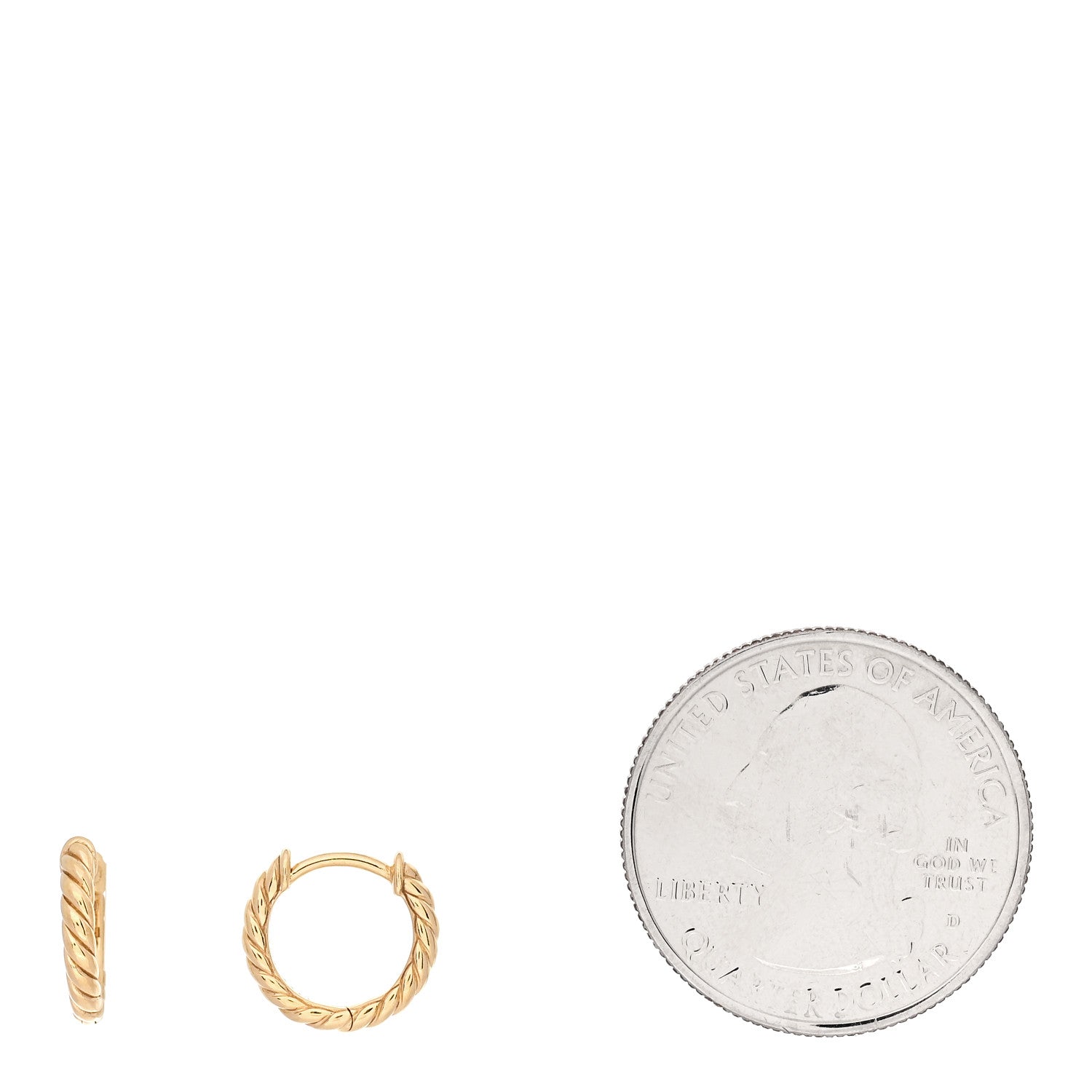 David Yurman 18K Yellow Gold Sculpted Cable Micro Huggie Hoop Earrings 2 of 4