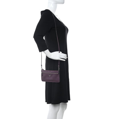 Prada Metallic Saffiano Lux Crossbody Bag Mirtillo 2 of 13