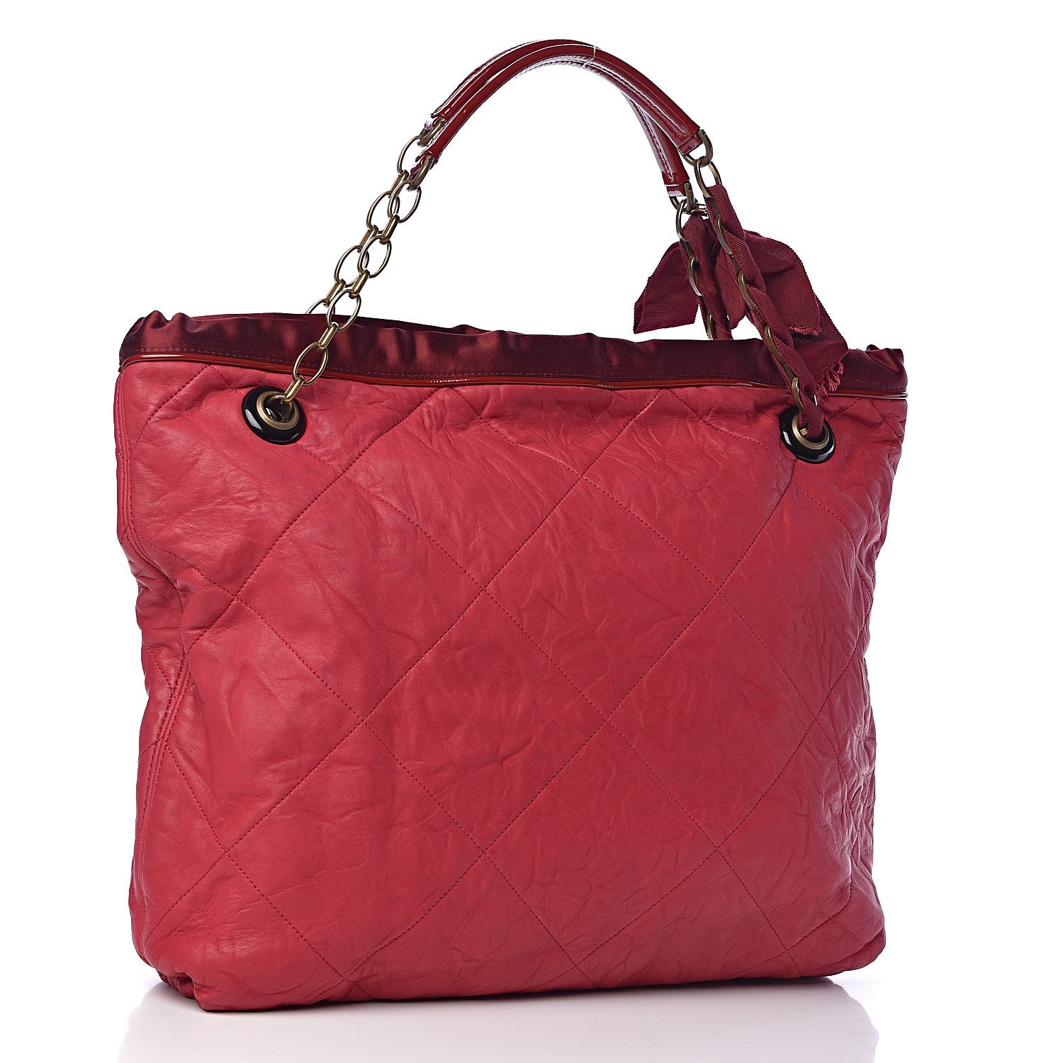 Lanvin Lambskin Quilted Amalia Cabas Tote Cherry 3 of 10