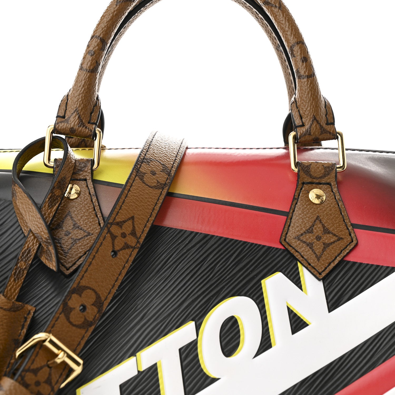 Louis Vuitton Epi Reverse Monogram Damier Race Speedy Bandouliere 30 Black Yellow 7 of 9