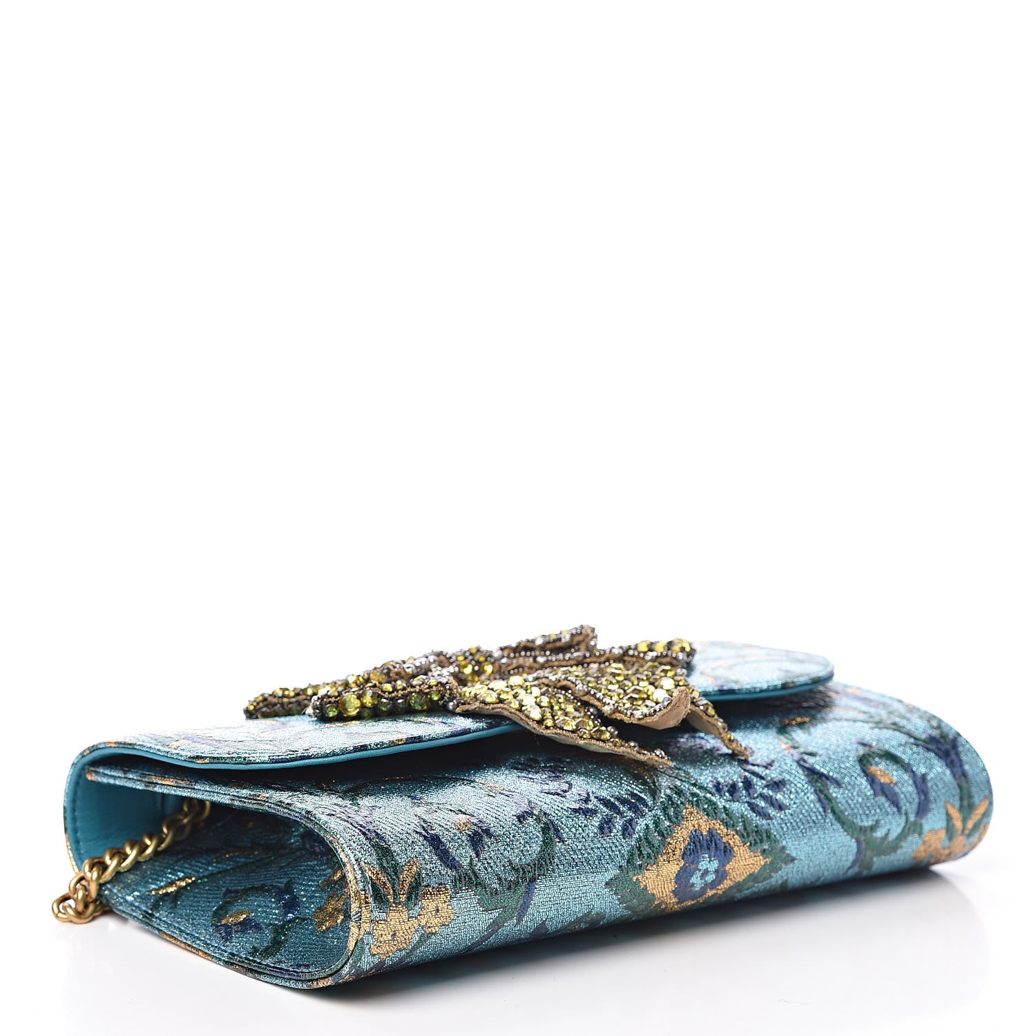 Gucci Brocade Broadway Clutch Bag Azure 4 of 9